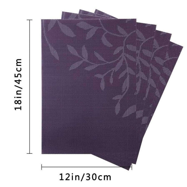 Planet Gates Green Set of 4 PVC Flower Pattern Placemats for Dining Table Runner Linens place mat in Kitchen Accessories Cup Wine mat