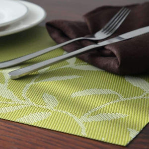 Planet Gates Green Set of 4 PVC Flower Pattern Placemats for Dining Table Runner Linens place mat in Kitchen Accessories Cup Wine mat
