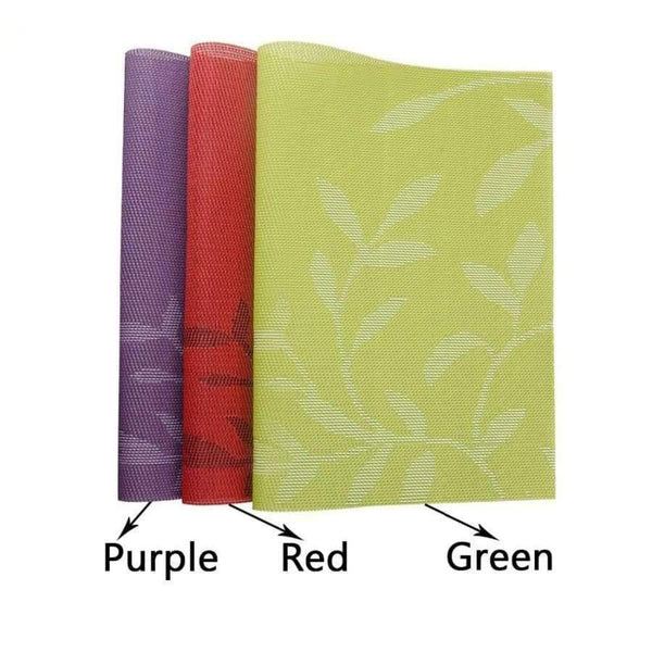 Planet Gates Green Set of 4 PVC Flower Pattern Placemats for Dining Table Runner Linens place mat in Kitchen Accessories Cup Wine mat