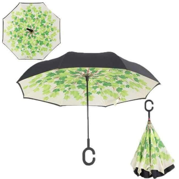 Planet Gates Green Shade Reverse Folding Double Layer Inverted Chuva Umbrella Self Stand Inside Out Rain Protection C-Hook Hands For Car