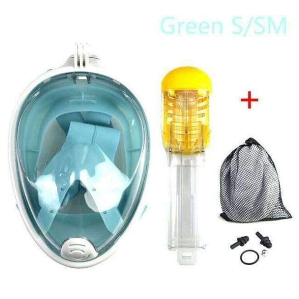 Planet Gates Green SM Full Face Snorkeling Mask Set Diving Underwater Swimming Training Scuba Mergulho Snorkeling Mask For Gopro Camera