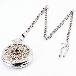 Planet Gates Green Stainless-steel Unisex Baroque Women Automatic Mechanical Pocket Watch Hollowed Lid Chain Luxury Fob Watches