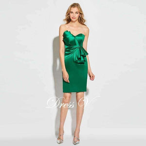 Planet Gates Green strapless cocktail dress sheath above knee length sleeveless zipper up elegant cocktail dress formal party dress