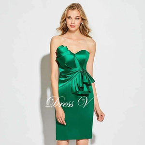 Planet Gates Green strapless cocktail dress sheath above knee length sleeveless zipper up elegant cocktail dress formal party dress