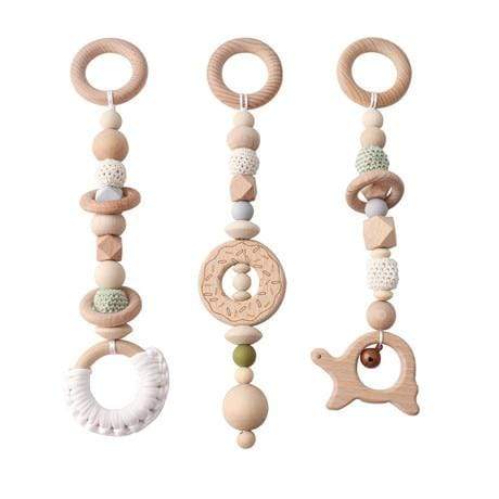 Planet Gates Green turtle Baby Toys Wooden Play Gym Hanging Mobile Bed Holder Star Pendant Stroller Baby Toy Bell Wood Rattle Ring Newborn Educational Toy