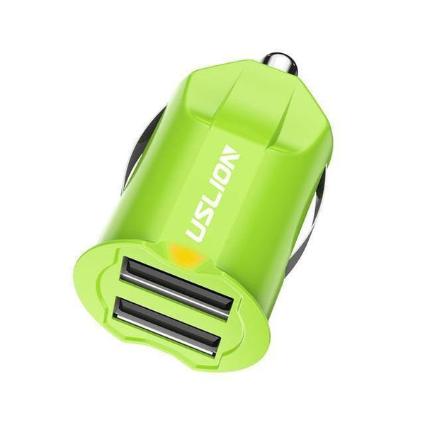 Planet Gates Green USLION 2.1A Mini USB Car Charger Adapter Car Charger Mobile Phone Dual USB Car-charger Auto Charge 2 port for iPhone Samsung