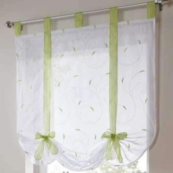 Planet Gates Green / W60CM X L140CM Roman shade European embroidery style tie up window curtain kitchen curtain voile sheer tab top window brand curtains cortinas