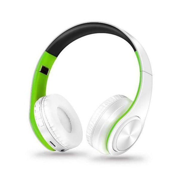 Planet Gates green white / China Wireless Bluetooth Earphones Headset Stereo Headphones Earphones with Microphone /TF Card for Mobile Phone Music