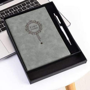 Planet Gates Green with Box Free Make logo A5 Notebook Name Custom Leather Writing Pads Binder Black Diary Office School Supply Leader Gift with Pen Box