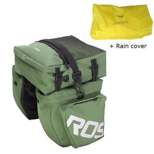 Planet Gates Green with raincover / China Mountain Road Bicycle Bike 3 in 1 Trunk Bags Cycling Double Side Rear Rack Tail Seat Pannier Pack Luggage Carrier
