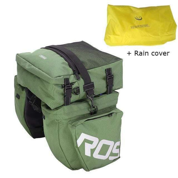 Planet Gates Green with raincover / China Mountain Road Bicycle Bike 3 in 1 Trunk Bags Cycling Double Side Rear Rack Tail Seat Pannier Pack Luggage Carrier