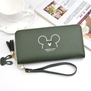 Planet Gates Green Women Leather Wallet Female Long Portable Multifunction Solid Purse Women Phone Cion Card Holders Ladies Clutch Carteras