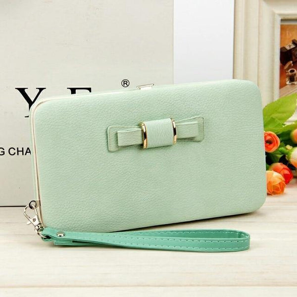 Planet Gates green Women's Wallet Snap Coin Purse Phone Bag Bow Multi-card Bit Card Holder Purse Women Luxury  Billetera Mujer