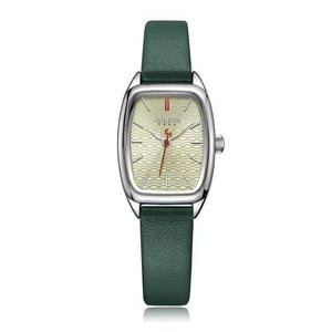 Planet Gates Green Women's Watch Japan Quartz Hours Fashion Wave-like Clock Leather Bracelet Modern Classic Girl Birthday Gift Julius Box