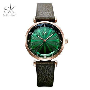 Planet Gates green Women's Watches Luxury Ladies Watch Leather Watches For Women Fashion Bayan Kol Saati Diamond Reloj Mujer
