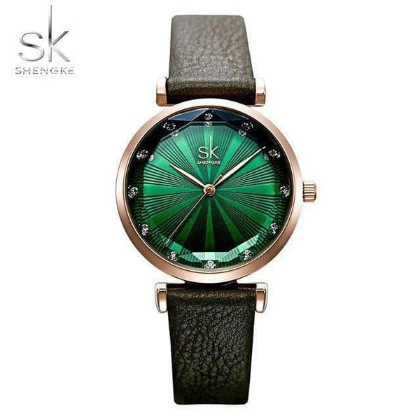 Planet Gates green Women's Watches Luxury Ladies Watch Leather Watches For Women Fashion Bayan Kol Saati Diamond Reloj Mujer