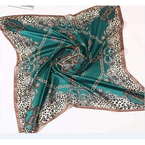 Planet Gates Green Women Scarf Luxury Brand Striped Dots Print Hijab Pure Silk Shawl Scarfs Foulard Square Head Scarves Wraps 2017 NEW