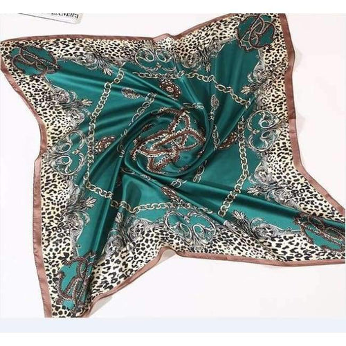 Planet Gates Green Women Scarf Luxury Brand Striped Dots Print Hijab Pure Silk Shawl Scarfs Foulard Square Head Scarves Wraps 2017 NEW