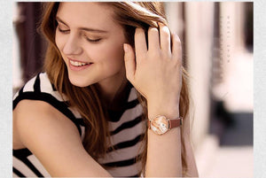 Planet Gates Green Women Watch Green Dial Slim Leather Strap Quartz Wristwatches Simple Design Ultra Thin Case Zegarek Damski