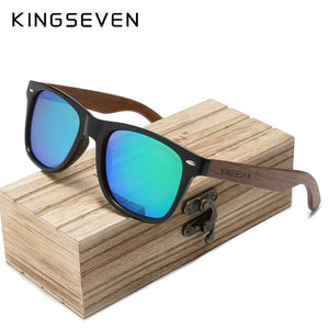 Planet Gates Green Wood box / China / Original Polarized KINGSEVEN New Black Walnut Sunglasses Wood Polarized Sunglasses Men's Glasses Handmade UV400 Protection Eyewear Retro Wooden Box