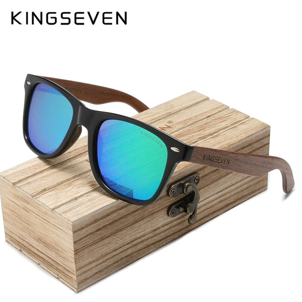 Planet Gates Green Wood box / China / Original Polarized KINGSEVEN New Black Walnut Sunglasses Wood Polarized Sunglasses Men's Glasses Handmade UV400 Protection Eyewear Retro Wooden Box
