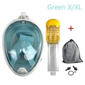 Planet Gates Green XL Full Face Snorkeling Mask Set Diving Underwater Swimming Training Scuba Mergulho Snorkeling Mask For Gopro Camera