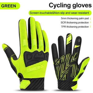 Planet Gates green / XL Mountain Bike Gloves Autumn Winter Touch Screen Men Women MTB Bicycle Cycling Gloves Full Finger Shockproof Sport Gloves