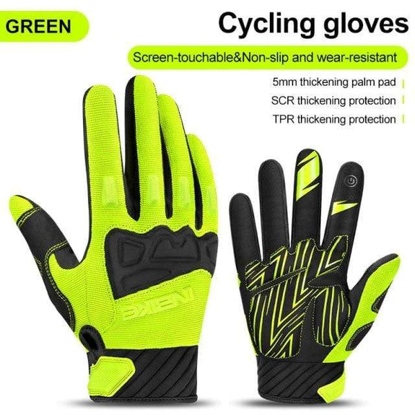 Planet Gates green / XL Mountain Bike Gloves Autumn Winter Touch Screen Men Women MTB Bicycle Cycling Gloves Full Finger Shockproof Sport Gloves
