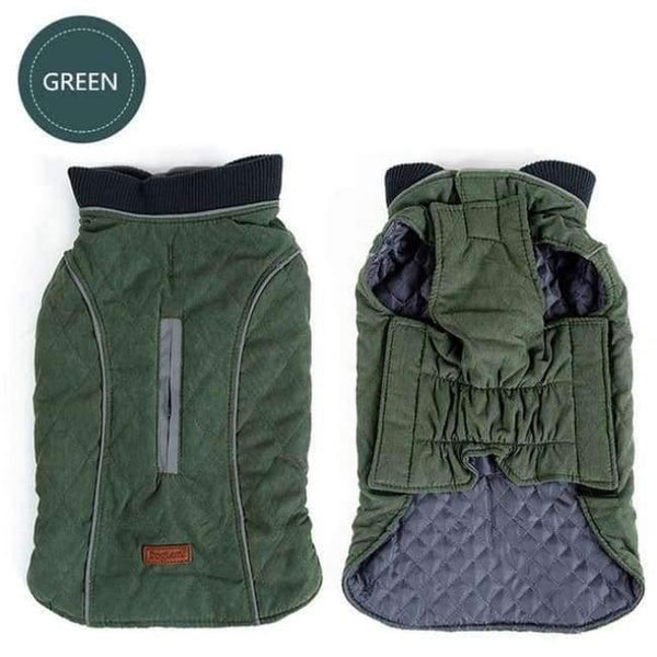 Planet Gates green / XS Quality Dog Clothes Quilted Dog Coat Water Repellent Winter Dog Pet Jacket Vest Retro Cozy Warm Pet Outfit Clothes Big Dogs