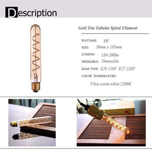 Planet Gates Grensk Bombillas Led E27 110V 220V Retro Spiral Filament Led Bulb T30 T185 Lampada Led Lamp Dimmable Table Bedroom Light Bulbs