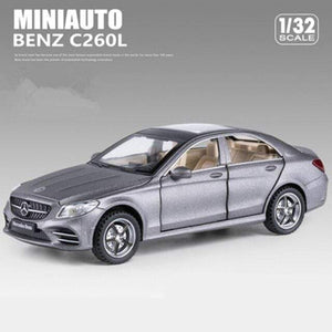 Planet Gates Grey 1:32 Benzs C-Class C260L Alloy Car Model Diecasts Metal Toy Vehicles Car Model Collection Sound Light High Simulation Kids Gift