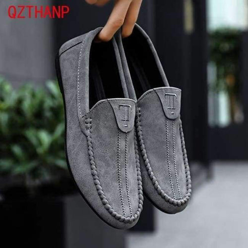 Planet Gates Grey / 10 Men Casual Loafers  Pu Leather Black Solid Leather Driving Moccasins Boat Slip on Men Loafers Shoes Male Loafer Mocasines Hombre