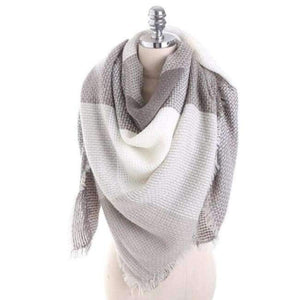 Planet Gates Grey / 140cmX140cm Luxury Brand Winter Scarf Women Square Stitching Plaid Cashmere Warp Knitting Thick Shawls and Wrap Blanket Dropshipping