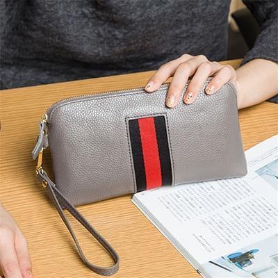 Planet Gates Grey 1606 Women Brand Design Portefeuille femme Genuine Leather Clutch Women Wallets  6 Colors   Fashion Long Carteira Feminina