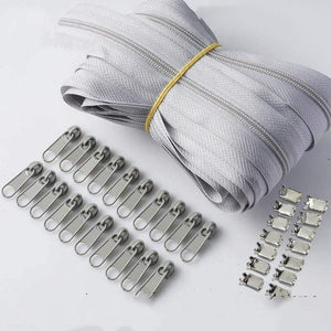 Planet Gates grey / 3# / 10M20PCSilder10Stopp Meetee 10/20M Nylon 3# Coil Zipper With Slider & Stopper For Quilt Bags Tent Invisible Clothing Zip Sewing Crafts Accessories