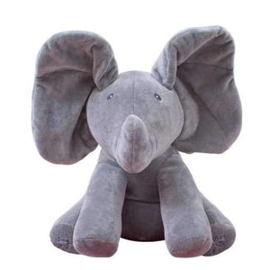 Planet Gates grey 30cm Peek a Boo Elephant Teddy Bear Play Hide Seek Lovely Cartoon Stuffed Kids Birthday Gift Cute Electric Music Bear Plush Toy