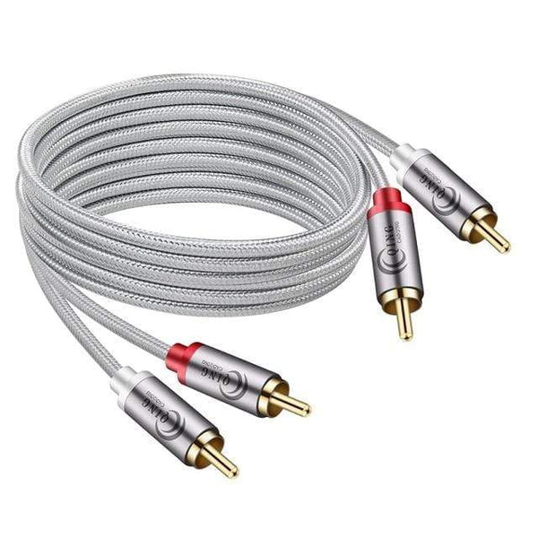 Planet Gates Grey / 3m 2RCA to 2RCA Male to Male Audio Cable RCA Cable OFC AV Audio Cable 1m 2m 3m 5m 10m for Home Theater DVD TV Amplifier CD Soundbox