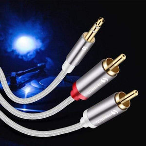 Planet Gates Grey / 5m RCA Cable Jack 3.5 to 2 RCA Cable 3.5mm Jack to 2RCA Male Splitter Aux Cable 1M 2M 3M 5M for HDTV PC Amplifiers DVD Speaker Wire