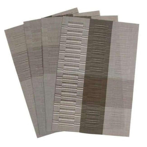 Planet Gates Grey and Silver 4 PVC Bamboo Plastic Placemats for Dining Table Runner Linens place mat in Kitchen Accessories Cup Wine mat