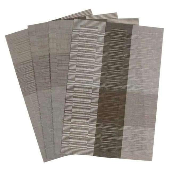 Planet Gates Grey and Silver 4 PVC Bamboo Plastic Placemats for Dining Table Runner Linens place mat in Kitchen Accessories Cup Wine mat