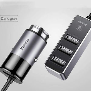 Planet Gates Grey Baseus 4 USB Fast Car Charger For iPhone iPad Samsung Tablet Mobile Phone Charger 5V 5.5A Car USB Charger Car-Charger