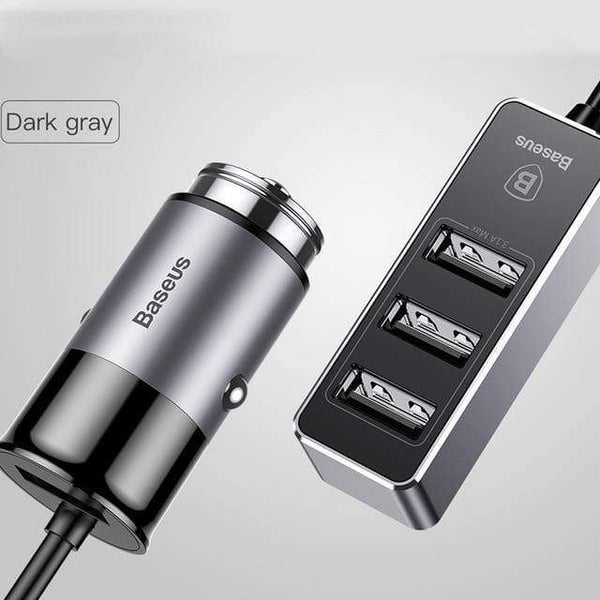 Planet Gates Grey Baseus 4 USB Fast Car Charger For iPhone iPad Samsung Tablet Mobile Phone Charger 5V 5.5A Car USB Charger Car-Charger