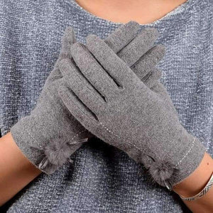 Planet Gates grey [BYSIFA] Winter Mink ball Wool Women Gloves Fashion Warm Ladies Thick Gloves Elegant Soft Mittens Gloves Pink,Coffee,Grey,Black