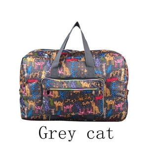 Planet Gates Grey cat Travel Folding Bag Women Storage Totes Waterproof Casual Suitcase Duffel Bags Fold  Bag Luggage For Airbag shopping