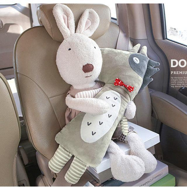 Planet Gates Grey cattle Car Seat Belt Cover Cartoon plush Kids Children Pillow Shoulder Pads Safety Positioner Padding Waist Cushion Styling
