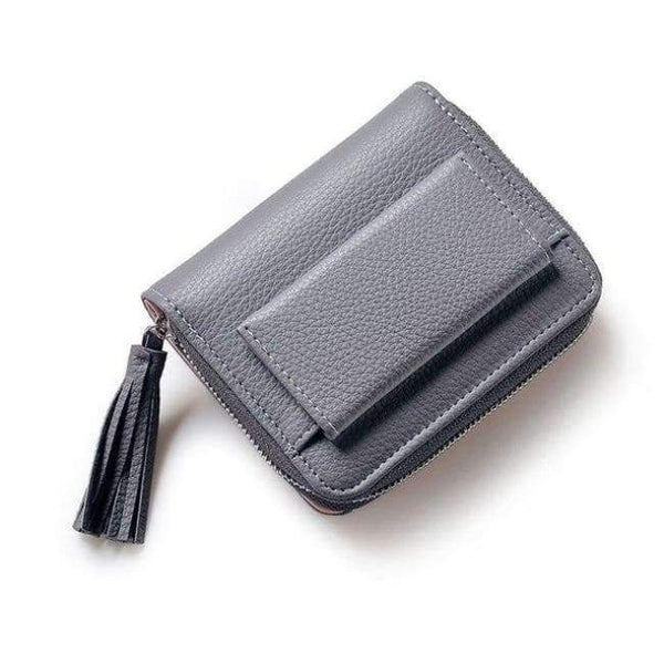 Planet Gates Grey Coin Purse Women Coin Purse Female Tassel Pendant Short Money Wallets PU Leather Lady Zipper Mini Coin Purses Fashion Card Holders Monedero