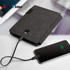 Planet Gates grey color 1 Multi Functional Notebook with 5000 mAh Power Bank Supplies Business Gift Office Supply Writing Pad A5