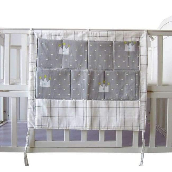 Planet Gates Grey Crown Baby Cot Bed Nursery Hanging Storage Bag Crib Organizer Storage Bag 60*50cm Toy Diaper Pocket for Crib Bedding Set