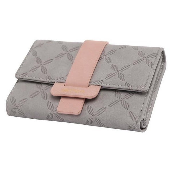 Planet Gates Grey Female Wallet Leather Women Wallets Floral Foldable Change Purse Credit Card Lady Coin Purses Holders For Girls Carteira