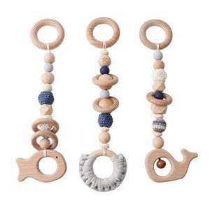 Planet Gates Grey fish Baby Toys Wooden Play Gym Hanging Mobile Bed Holder Star Pendant Stroller Baby Toy Bell Wood Rattle Ring Newborn Educational Toy